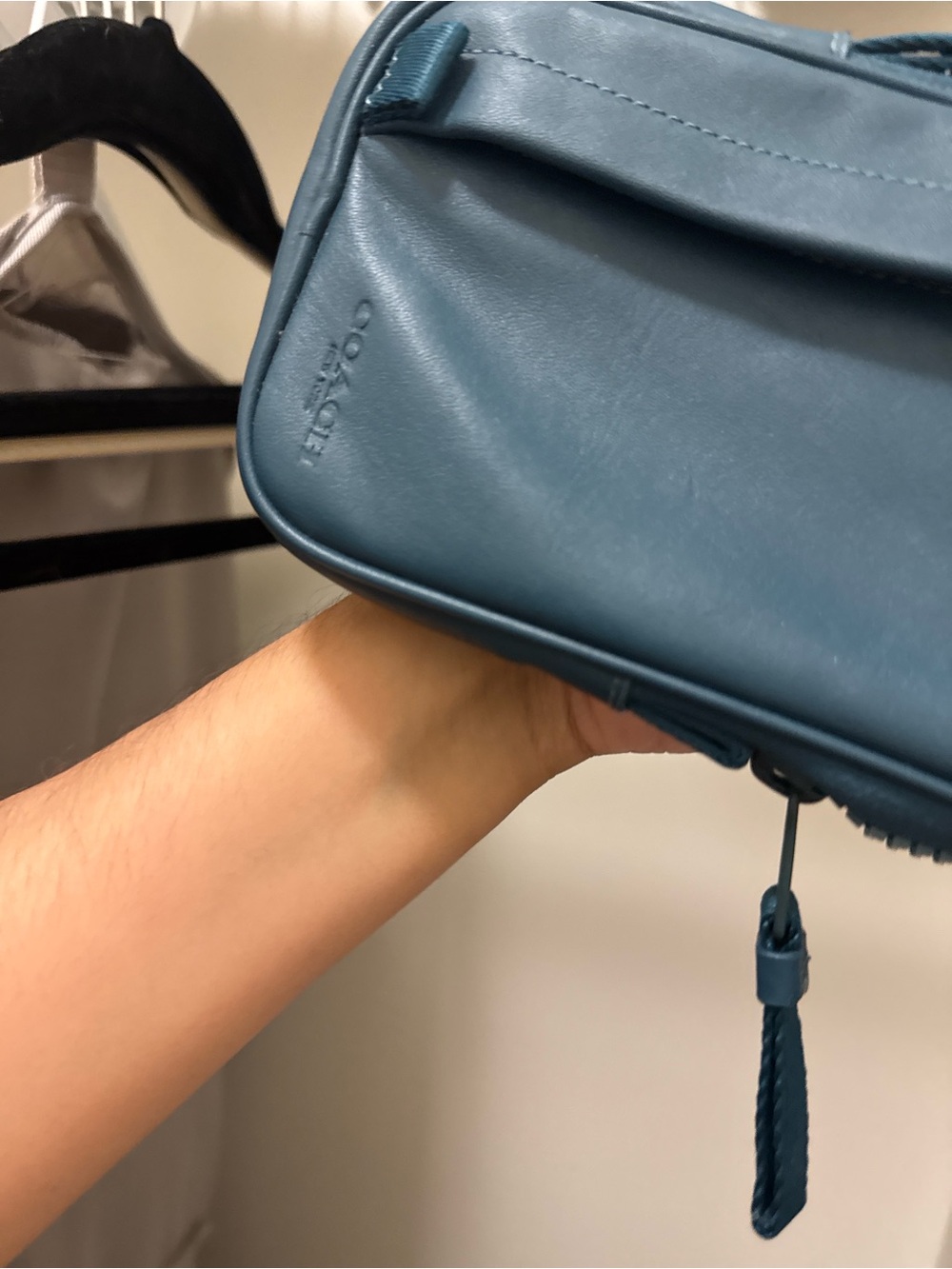 Coach Blue Leather North/South Hybrid Pouch
